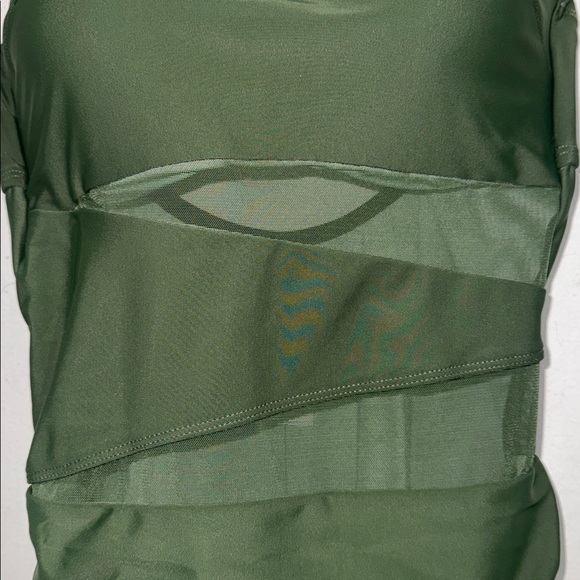 Cupshe XS swimsuit NEW army olive green mesh detail padded one piece swimwear - Picture 3 of 6